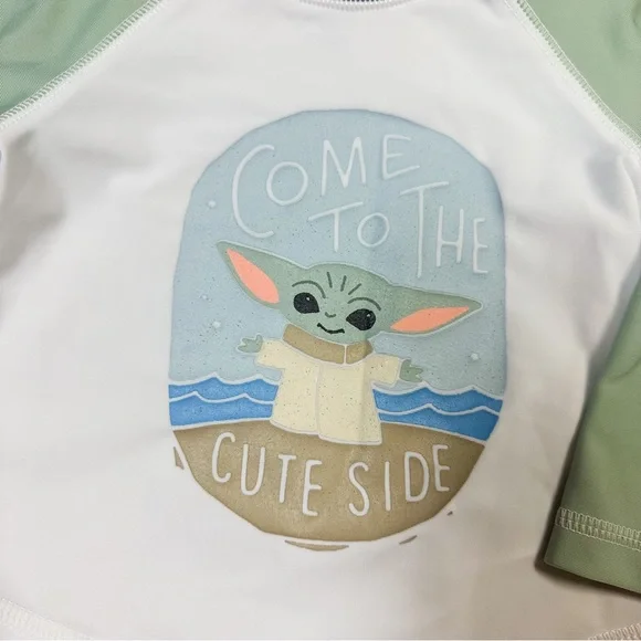 Baby Gap Star Wars Baby Yoda Coke to the Cute Side Rashguard & Shorts Size 6-12M
